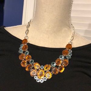 Baltic amber and blue topaz 16-18 inch necklace